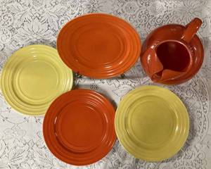 Four Anchor Dishes and an Anchor Pitcher