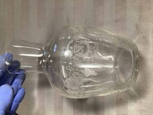 Clear Ornate Etched Vase The St. Paul in St. Paul, has a small chip, Box with a Vintage Nut ChopperGrinder, Vases and Jars