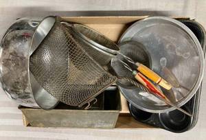 Vintage Muffin Tins, Cake Saver Cover, Strainer Baskets, and Bread Pans