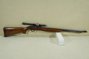 lot 14 image: J C Higgins Model 31 Semi-Automatic .22 LR Rifle with Scope