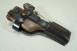 lot 56 image: Mauser C96 Broom Handle Shoulder Stock and Leather Holster