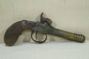 lot 54 image: Brass .45 Caliber Belgian Made Black Powder Pistol