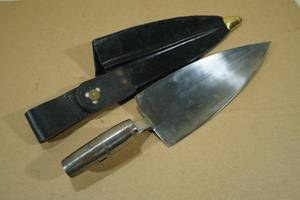 lot 63 image: 1873 Springfield Trowel Bayonet with Leather Sheath