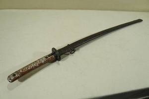 lot 71 image: Cast Handle Samurai Type Sword with Metal Scabbard