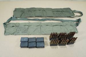 lot 97 image: .30 Caliber Bandoleers with Clips and Ammo
