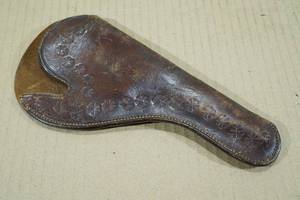 lot 130 image: Dark Brown Leather Pistol Holster with Tooling