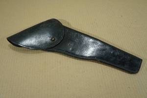 lot 132 image: Black Leather Pistol Holster with Flap