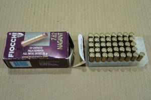 lot 166 image: 41 Fiocchi 7.62 Nagant 98 Gr FMJ Ammo