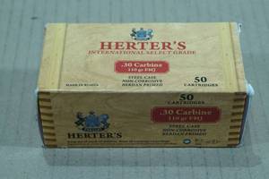 lot 172 image: 50 Herters .30 Carbine 110 Gr FMJ Steel Case Ammo