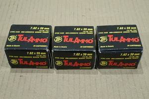lot 204 image: 53 TulAmmo 7.62 x 39mm 122 Gr FMJ Steel Case Ammo