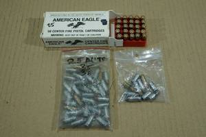 lot 207 image: 60 Mixed .25 Auto Ammo - Plus Empty Casings