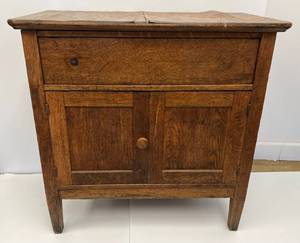 Very Old Hand Made Oak Cabinet With Drawer Needs TLC 29 34L  x 29 12T x 16 12 D