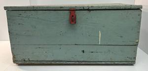 Antique Small Wooden Childs Trunk 27 L x 13 14 T 13 34 D