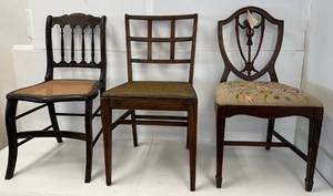 3 Ornate Antique Wooden Chairs