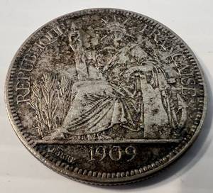 1909 French Indo-China Piastre In Protective Case
