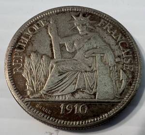 1910 French Indo-China Piastre In Protective Case