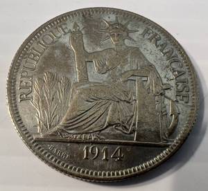 1914 French Indo-China Piastre In Protective Case