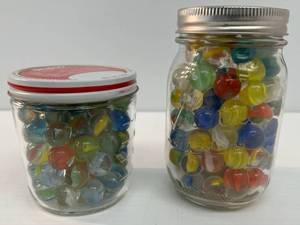 Two Jars Of Vintage Marbles
