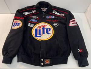 Chase Authentics Miller Lite #2 Rusty Wallace Suede Jacket Satin Liner New Size Medium (Small Stain)