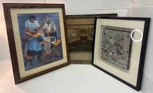 Group Of Misc. Framed Prints Behind Glass 28 x 22, 26 34 x 22 34, 21 x 21