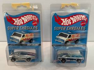 Two Vintage 2003 HotWheels Super Chromes 1 Bye Focal 1 Whip Creamer