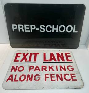 Two Misc. Vintage Signs 1 Metal And 1 Smoked Plexi