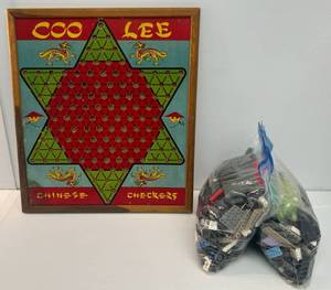 Group Including Two Bags Of Legos And Antique Coo Lee Chinese Checkers Board
