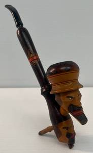 Vintage Hand Carved Wood FiguralPipe Made In Italy (Very Cool Piece) 10 12