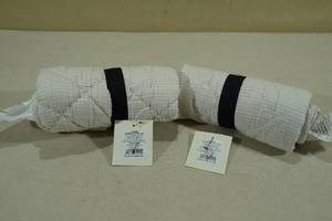 lot 217 image: 2 Hearth & Hand Standard Pillow Shams -Taupe Stripe