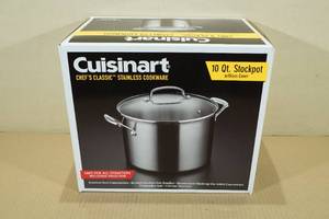 lot 13 image: Cuisinart Chefs Classic Stainless 10 Qt Stockpot with Glass Cover