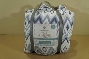 lot 50 image: Infinity Home Plush Pillows and Throw Blanket