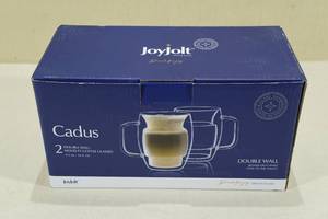 lot 138 image: Set of 2 Joyjolt Double Wall Novelty Coffee Glasses