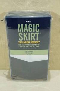lot 200 image: Magic Skirt King Tailored Bed Skirt -Navy
