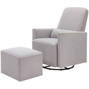 lot 15 image: Davinci Olive Glider and Ottoman -Grey with Cream Piping