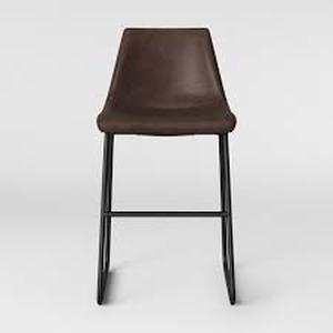 lot 45 image: Project 62 Bowden Upholstered Molded Counter Stool -Brown Faux Leather