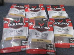 6- 2.6 oz pks Jack Links Zero Sugar...