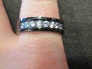 Black Titanium Unisex CZ Personaliz...