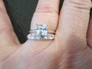 Sterling Silver Square CZ 2-pc. Bri...
