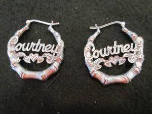 Sterling Silver Bamboo Name Hoop Ea...