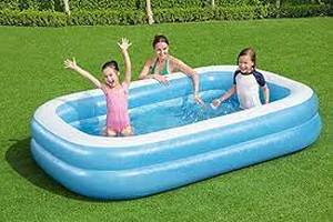 lot 3 image: H2OGO Blue Rectangular 86 Inflatable Family Pool  Perfect for Kids, Ages 6