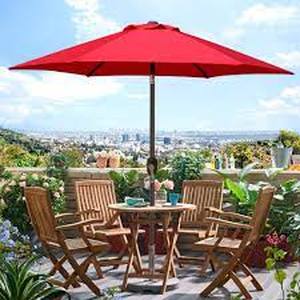 lot 26 image: Blissun 7.5 ft Patio Umbrella, Yard Umbrella with Push Button Tilt and Crank (Red)