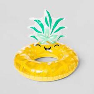 lot 43 image: Set of 2  Sun Squad Pineapple Swim Tube Float with Built In Pillow 34.5