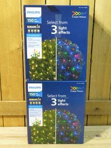 lot 37 image: (2 sets) PHILIPS 150 LED Color Changing LED Mini Net Lights on Green Wire - UL Listed for IndoorOutdoor Use - 6 by 4 Lighted Area - String Lights for Christmas Decorating