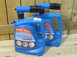 lot 35 image: 2 Bottles of  Wet And Forget Xtreme Reach Hose End Outdoor Cleaner, Moss Mold Mildew & Algae Stain Remover, 48oz, Bleach-free, No Rinsing, No Scrubbing