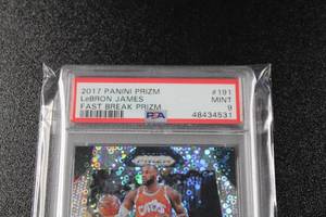 2017-18 Prizm Fast Break Prizm LeBron James #191 PSA 9