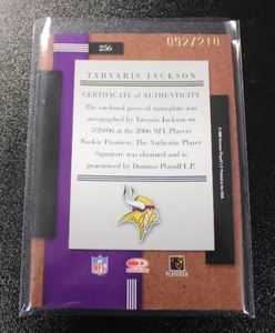2006 Donruss Threads Rookie Class Jersey Letter Patch Autograph Tarvaris Jackson