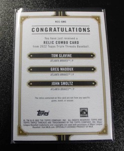 2022 Topps Triple Threads Triple Jersey Relic Combo Tom Glavine Greg Maddux John Smoltz 627  Only 27 Exist