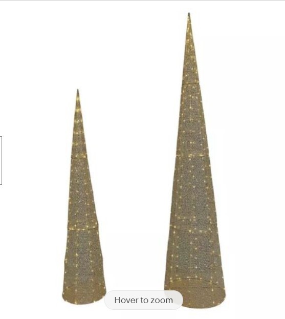 lot 165 image: Members Mark Set of 2 Slim Shimmer Trees - Gold