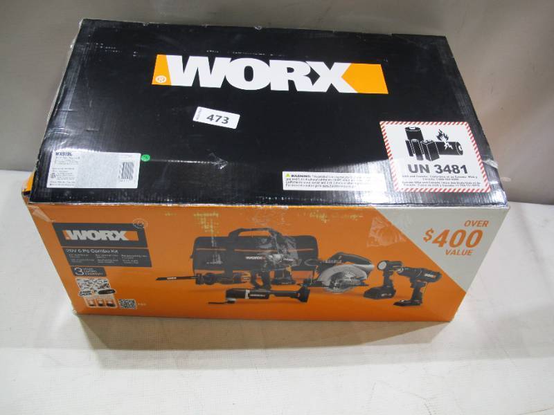 lot 351 image: NEW WORX Power Share 6-Tool Combo Kit WX919L