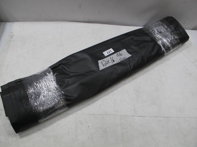 lot 221 image: NEW Vinyl Tarp - 12 x 16  Black  White Vinyl tarp with Grommets - 13 oz. Medium Lightweight Duty - DIRTY